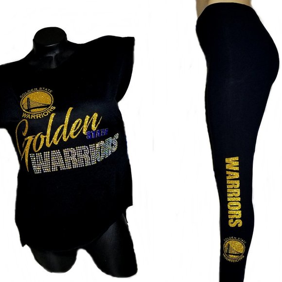 Warriors Black Legging. Shiny Lettering on 1 side on the leg. Great on Game Day! - Picture 4 of 4